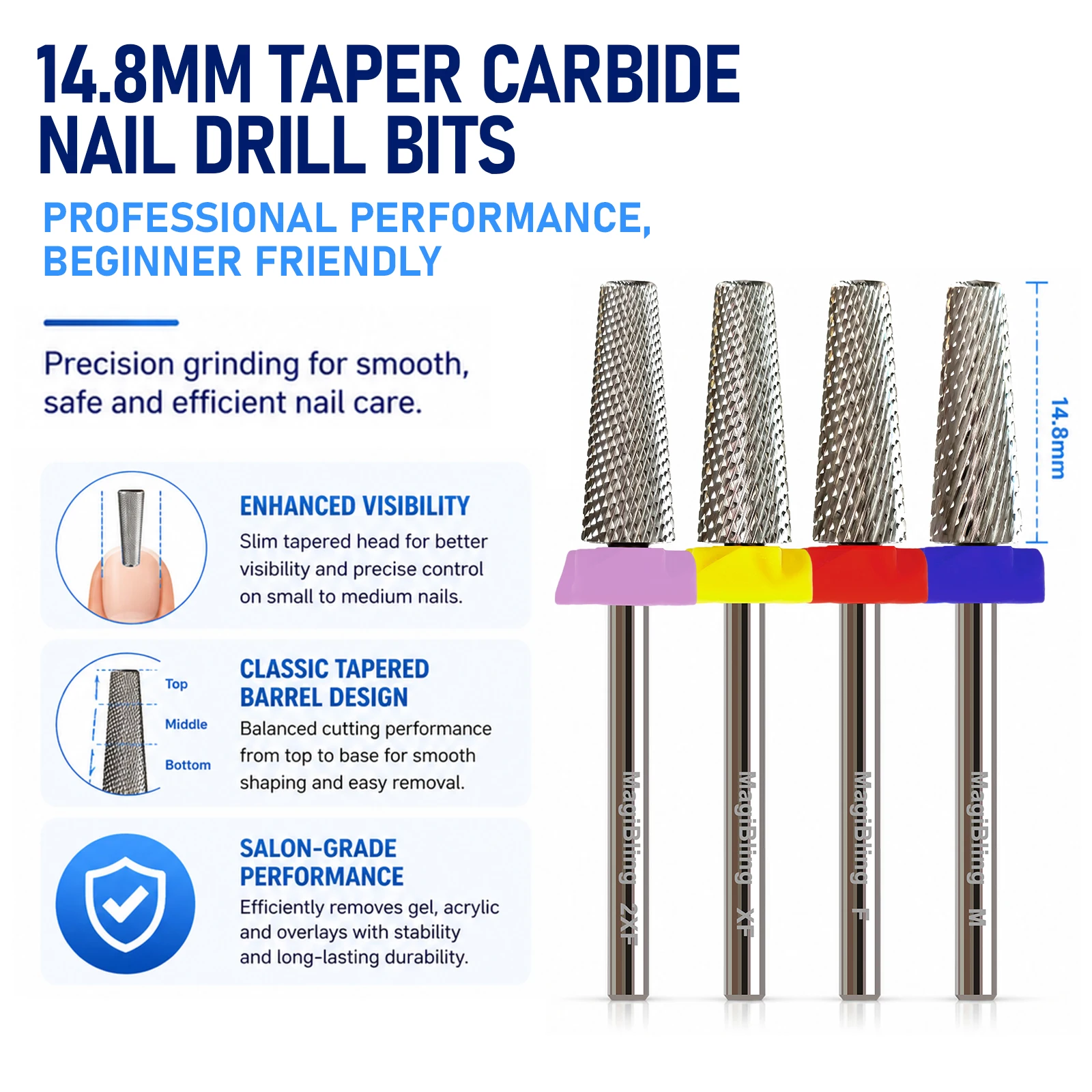 14.8mm 크로스 컷 5-in-1 카바이드 네일 드릴 비트 좌우 양손 사용 가능 E..
