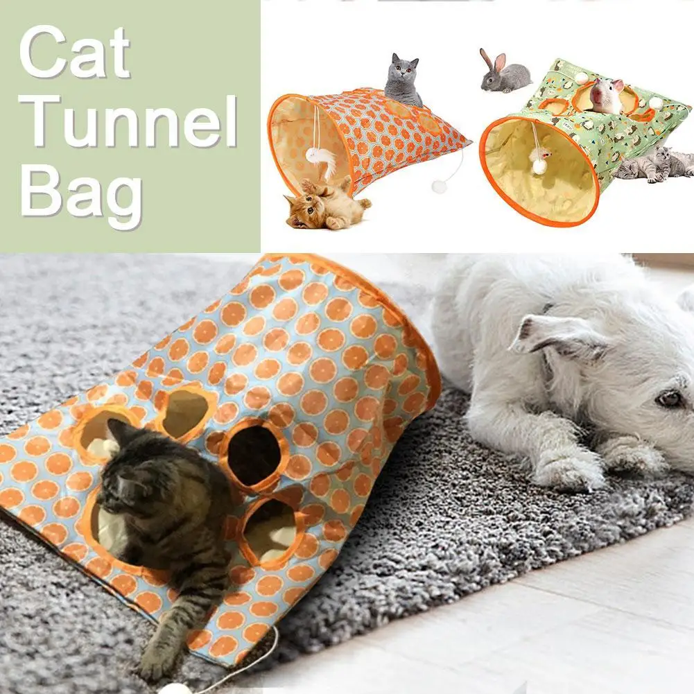 

2024 New Pet Cat Play Tunnel Toy Cat Tunnel Bags With Plush Ball Collapsible Interactive Cat Drill Bag Cat Self Interactive Toys