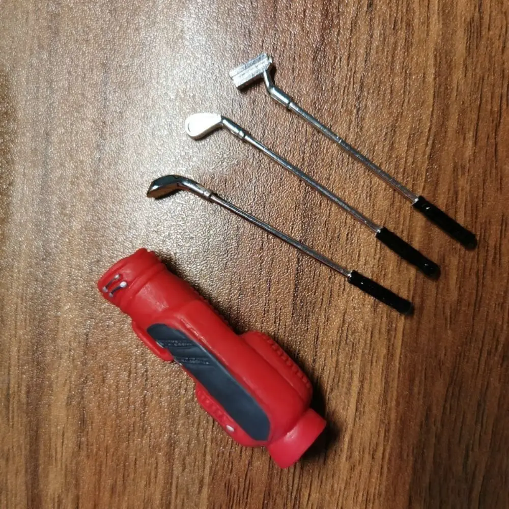 1:12 Scale Dollhouse Golf Toy Model Toys with 3 Sticks Miniature Golf Model Pretend Play 3 Colors Mini Golf Clubs Toy