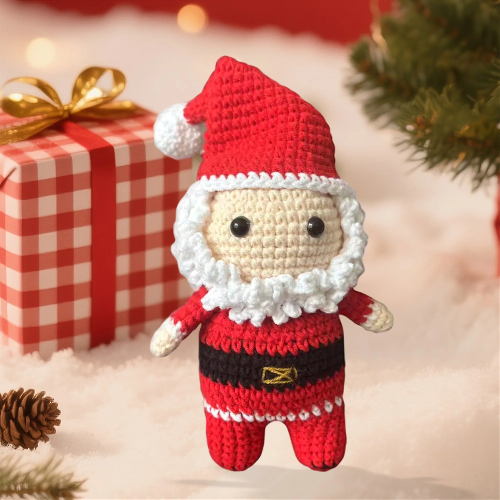 Christmas Crochet Santa Claus Reindeer Doll Cute Christmas Desk Decor for Home Holiday and Present