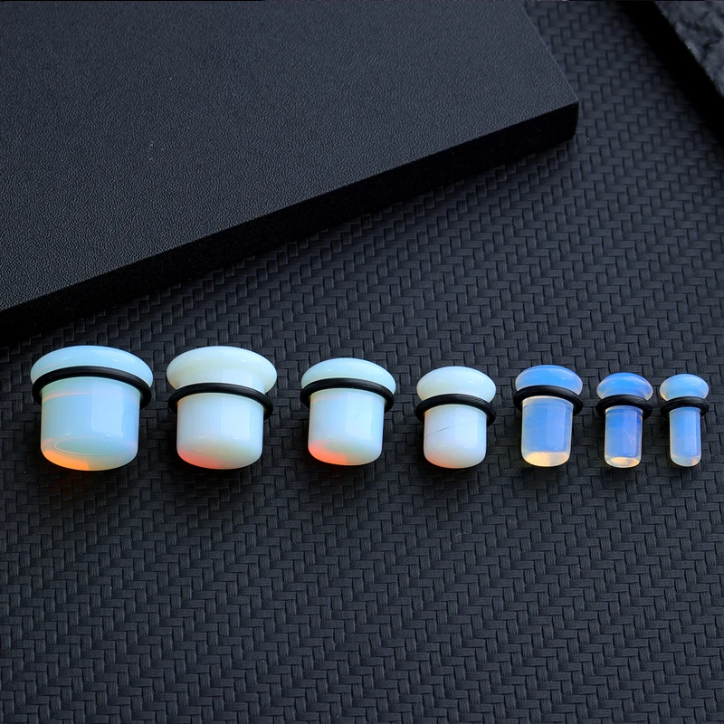2pcs Organic Stone Ear Plugs Tunnels Single Flare Piercings Oreja Earrings Gauges Round Helix Lobe Labret Stretcher Body Jewelry