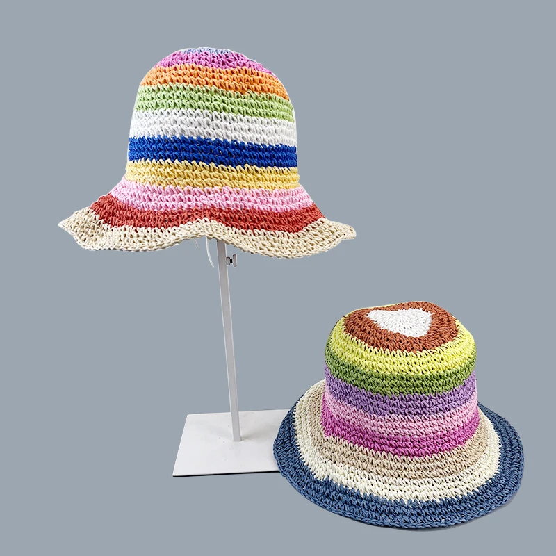 Tanio 2022 lato słomy szydełka kapelusz typu Bucket damska składana