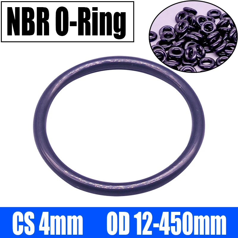 

1-10PCS NBR O Ring Seal Gasket CS 4mm OD 12-450mm Nitrile Butadiene Rubber Spacer Oil Resistance Washer Round Shape Black