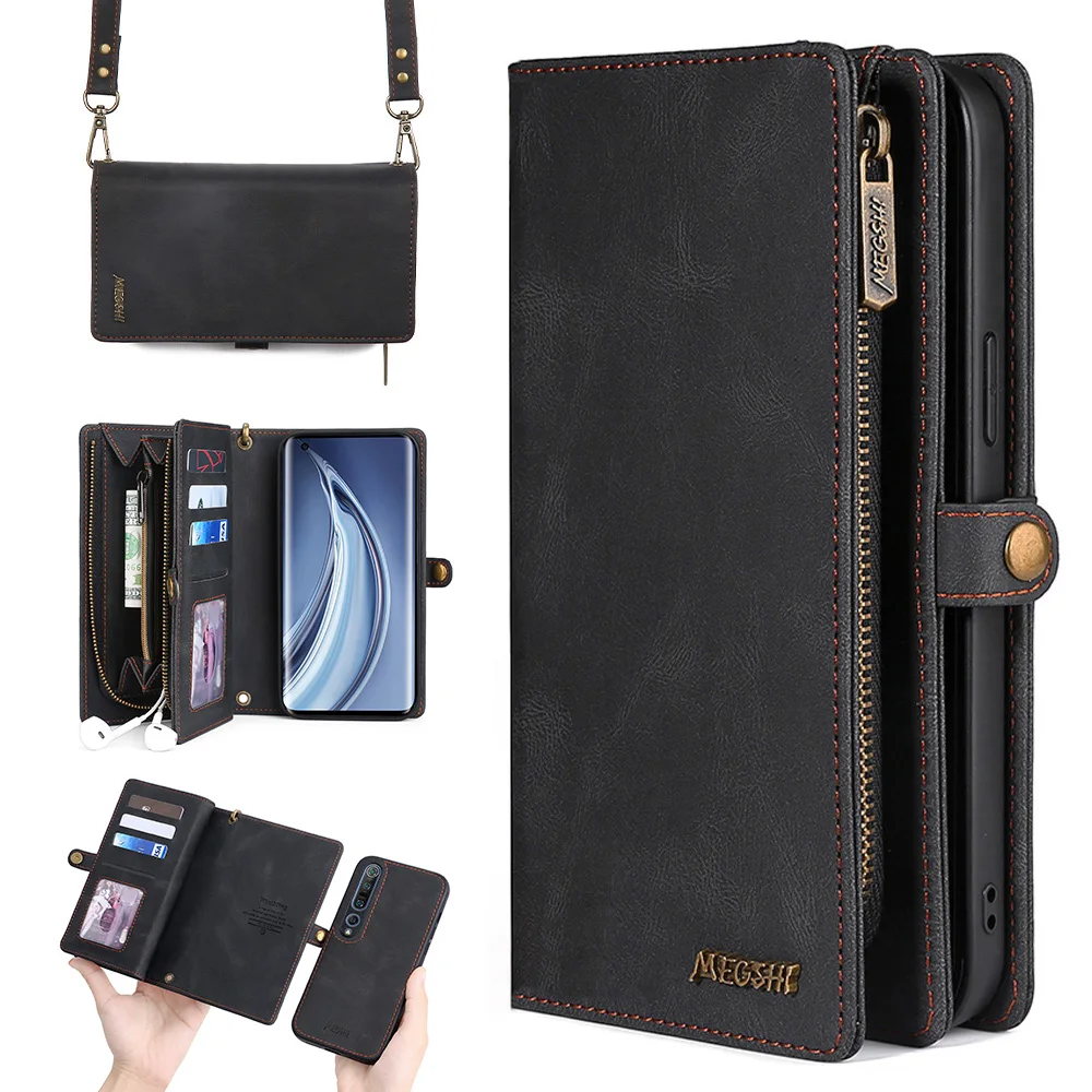 

Wallet Shoulder Bag Phone Case For XiaoMi 10 10Pro 11T 11Lite 12 12Pro 12T 12Lite 5G Poco X3 X4 X5 Pro NFC