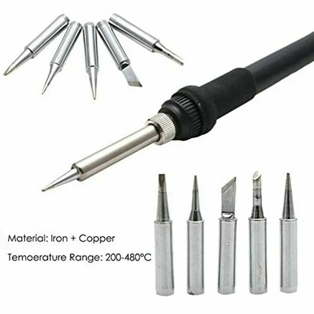 

High Quality Practical Soldering Iron Tip 900M-T Silver 10pcs 200°～480° 852D 900M For Quick For Rework Station Metal