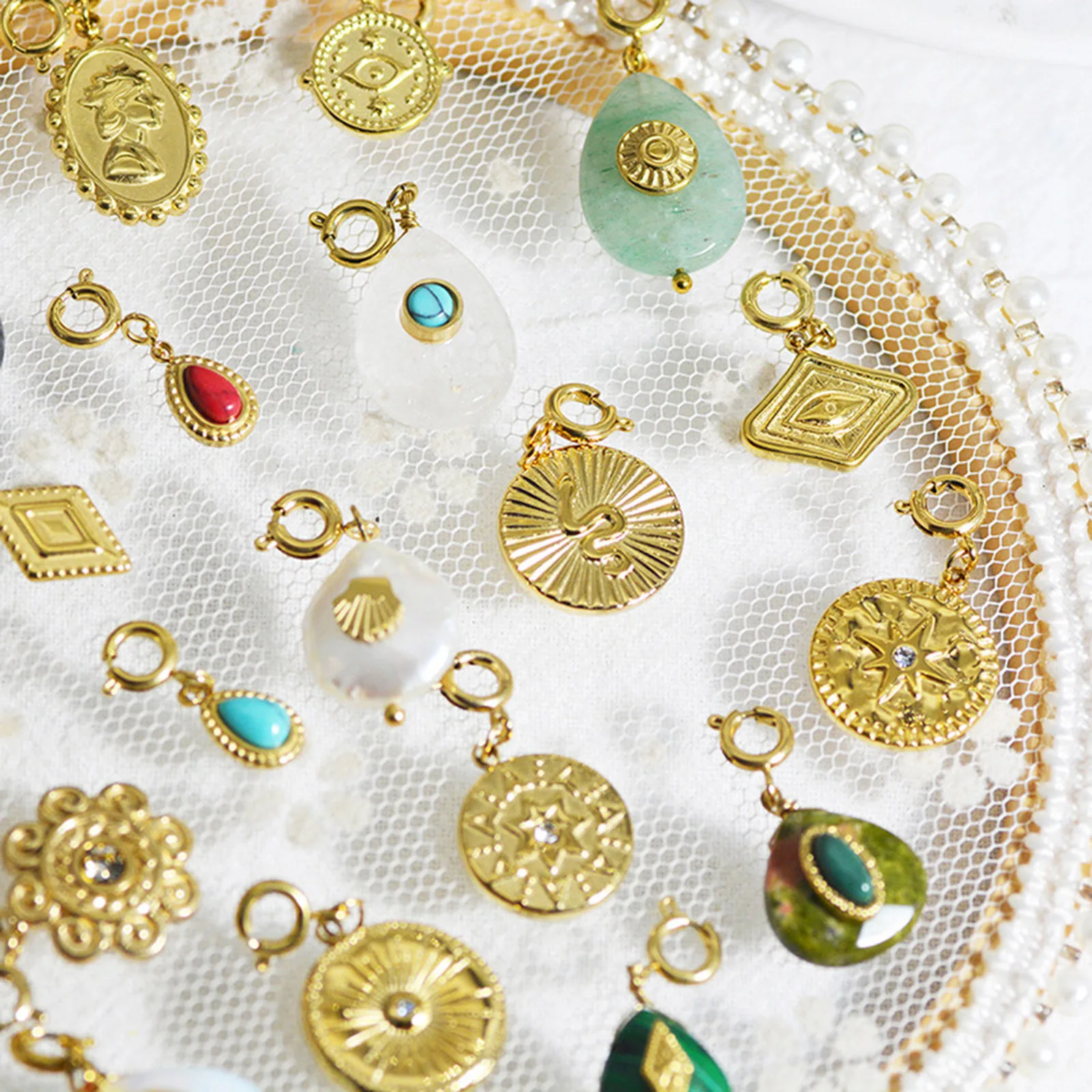 1 Pz Evil Eye Star Real Gold Charms Ciondolo Fai Da Te Per Collana Per Orecchini Braccialetto Ciondola Geometria Charms Per Creazione Di Gioielli