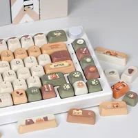 Moa Keycap Keyboard Customized Keyboard Cute Red Panda Coffee House Theme Cartoon 2.25/275U Alice Layout AZERTY Iso Keycap - Image 3