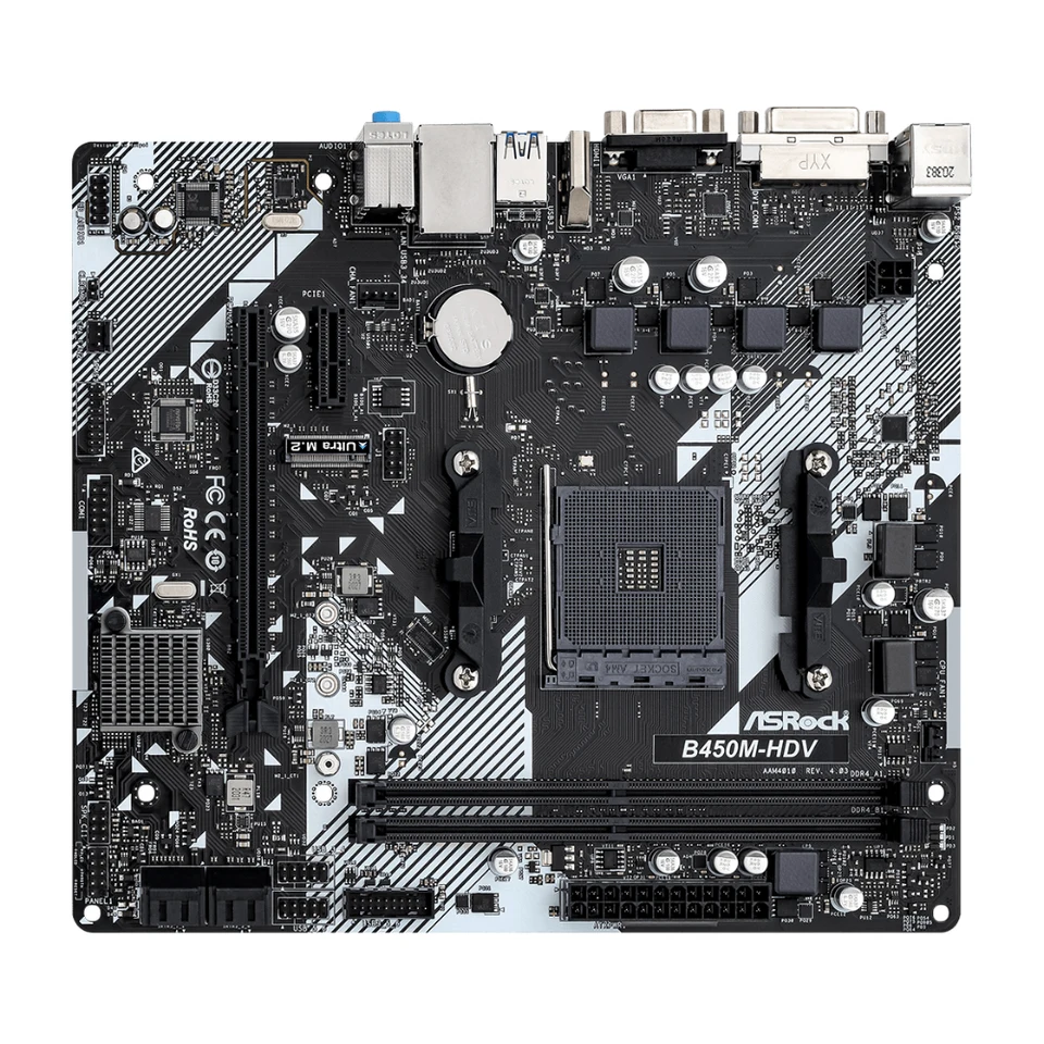 ASROCK B450M-HDV R4.0 AMD B450 Motherboard AM4 Support Ryzen 5