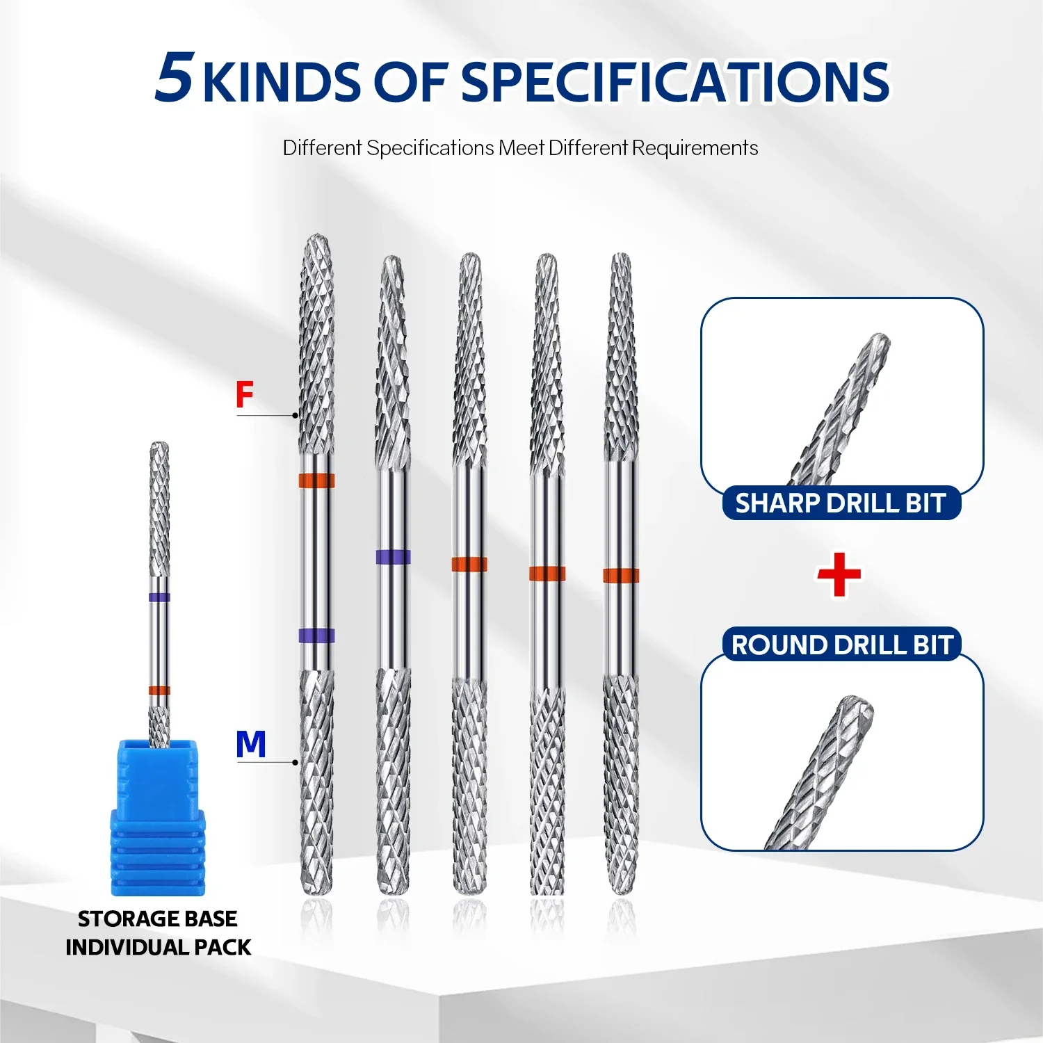 1PCS Double Side Tungsten Blue Red Carbide Nail Drill Bit Electric Nail Mills Cutter for Manicure Gel Polish Remover Files