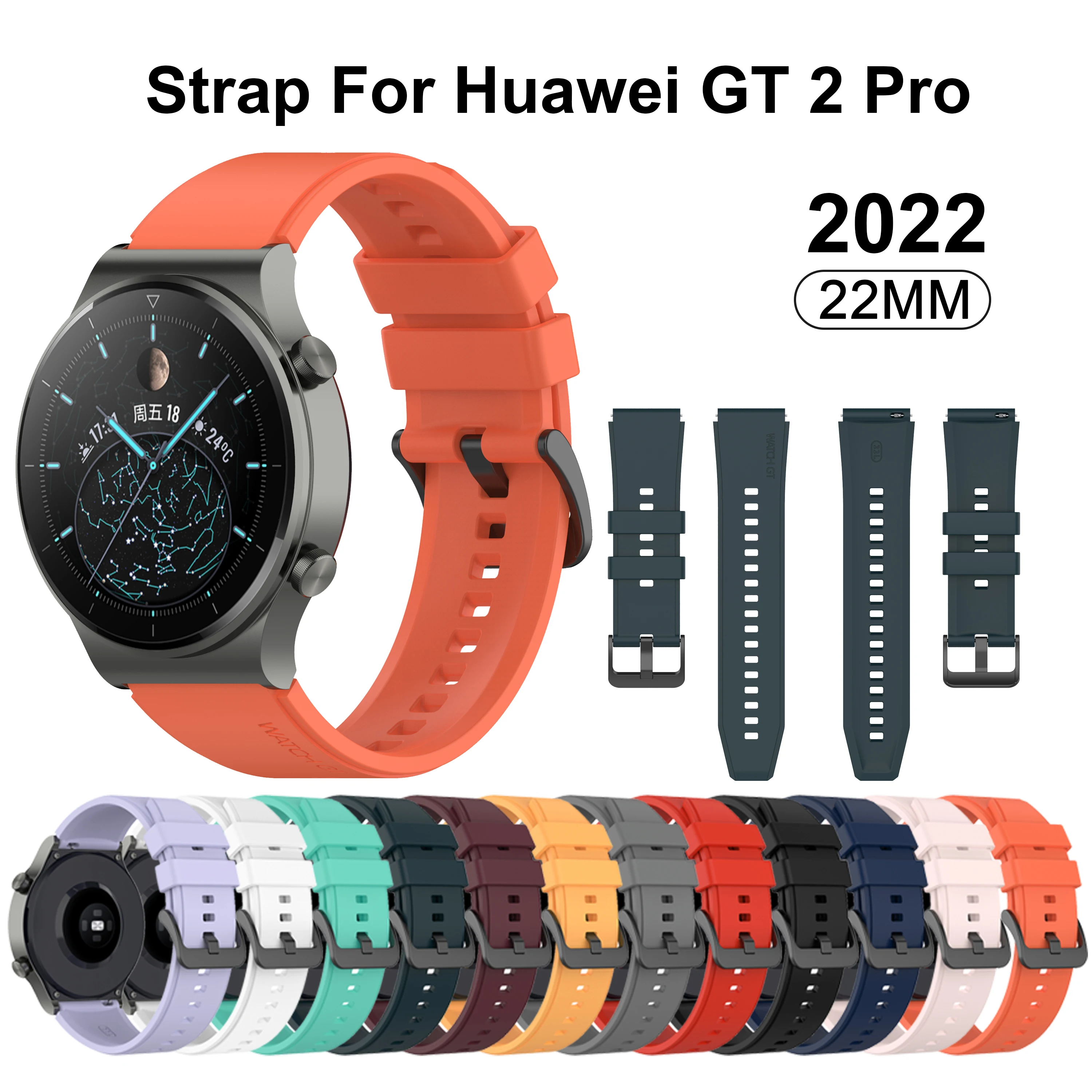 Correa de silicona oficial de 22mm para Huawei Watch gt 2 Pro, correa