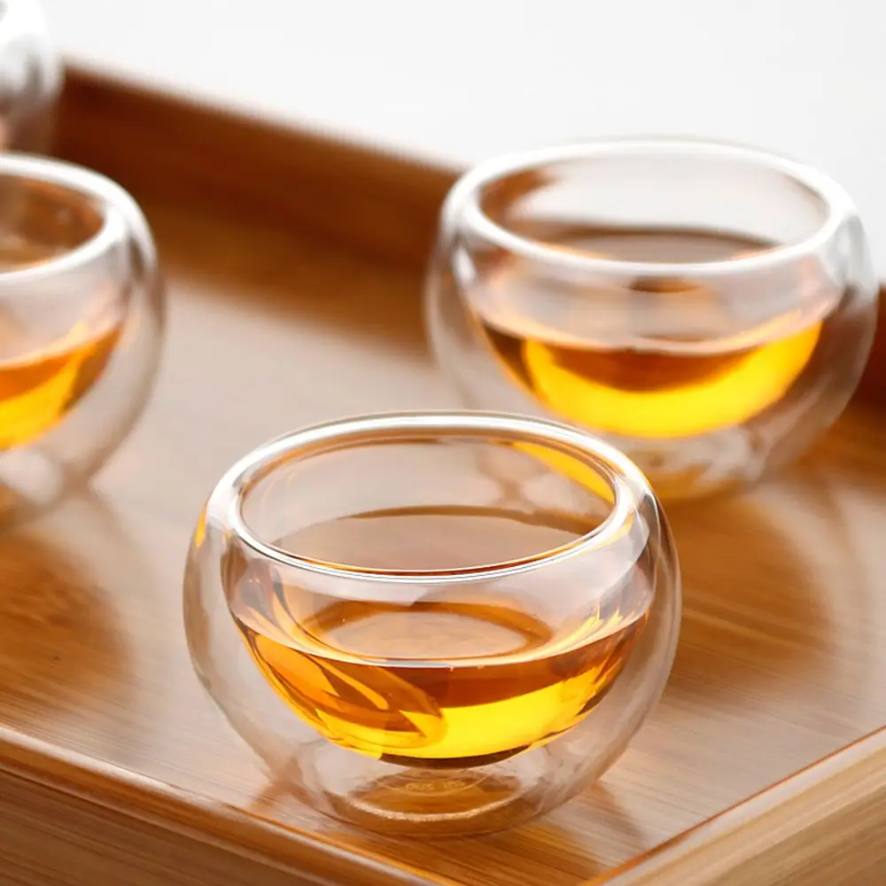 50ml Double Wall Glass Cup Heat Resistant Beer Tea Drink Kungfu Teacup MINI Whisky Cup Coffee Cups
