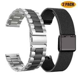 Stainless Steel Metal Watch Strap Bracelet, Universal 46mm Smartwatch Wristband for 22mm (Package 4)