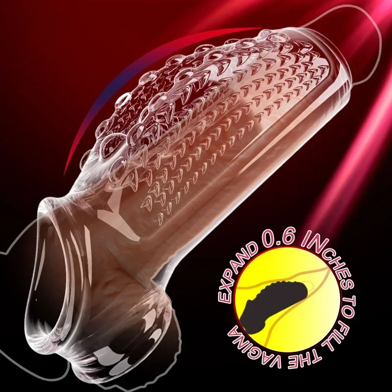 Penis Enlargement Sex Toys for Men Cock Ring Stretcher Extender Sleeve Reusable Condoms