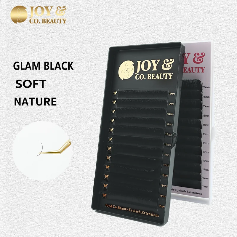 

JoyCo 12 Lines Mix-Length Individual Eyelash Extension 8-15mm CC Classic Natural Long Eye Lashes Silk Lash Extension