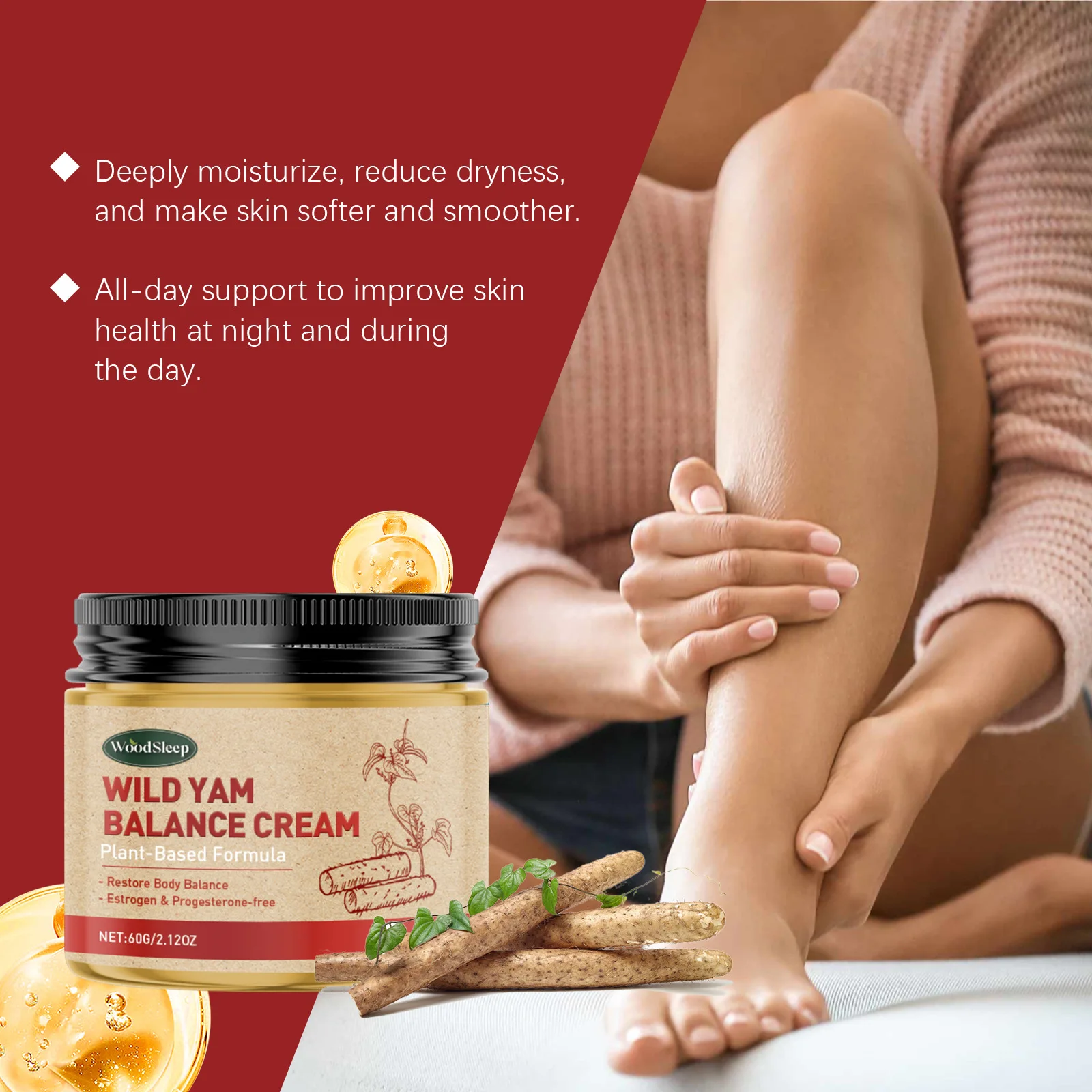 Wild Yam Cream Progesteron Ormone Regolazione Bilanciamento Rafforzamento Levigante Idratante Rughe Rimozione Balsamo Salute delle Donne 5