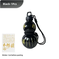 Gourd Design Reusable Sports Water Bottle with Carrying Strap - 25 Oz Capacity - 800ml (Black 1pcs)