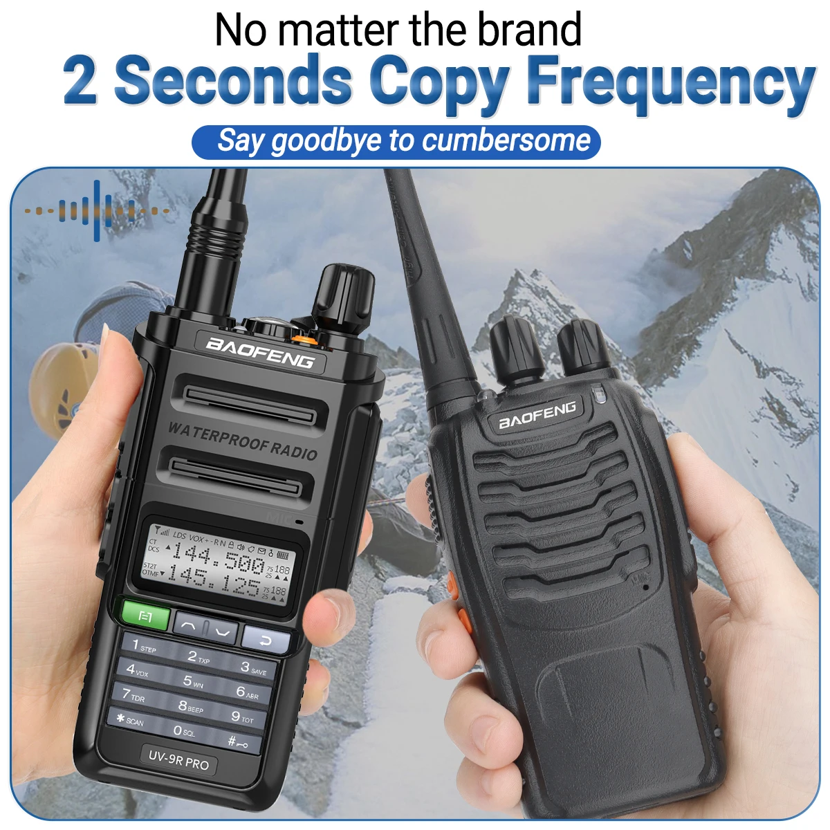 BAOFENG UV-9R PRO Multi Band Walkie Talkie IP68 Waterproof Wireless Copy Frequency Tri Power Type-C DTMF Long Range Ham Radio 5