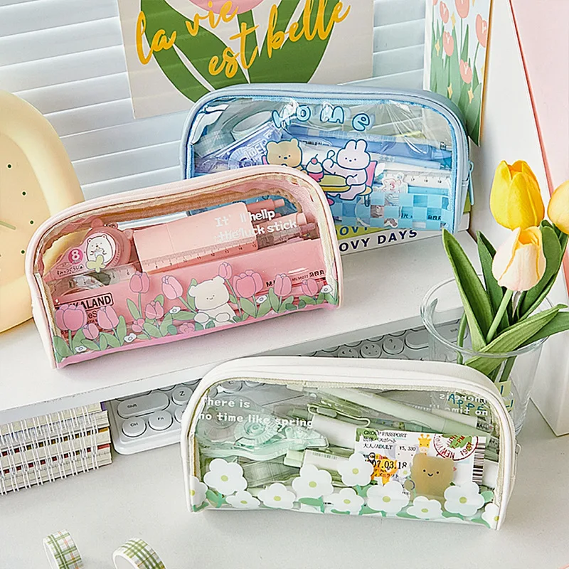 Large Capacity Pen Box Kawaii Pencil Case Organizer Korean Pouch For Girls  School Supplies Office Stationery Bag Accessories - AliExpress