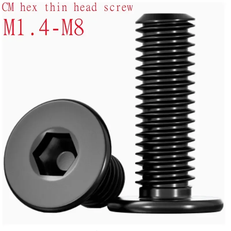 304 Stainless Steel Allen Hexagon Hex Socket Screw M1.4-M10 Black Ultra Thin Flat Wafer Head Screw