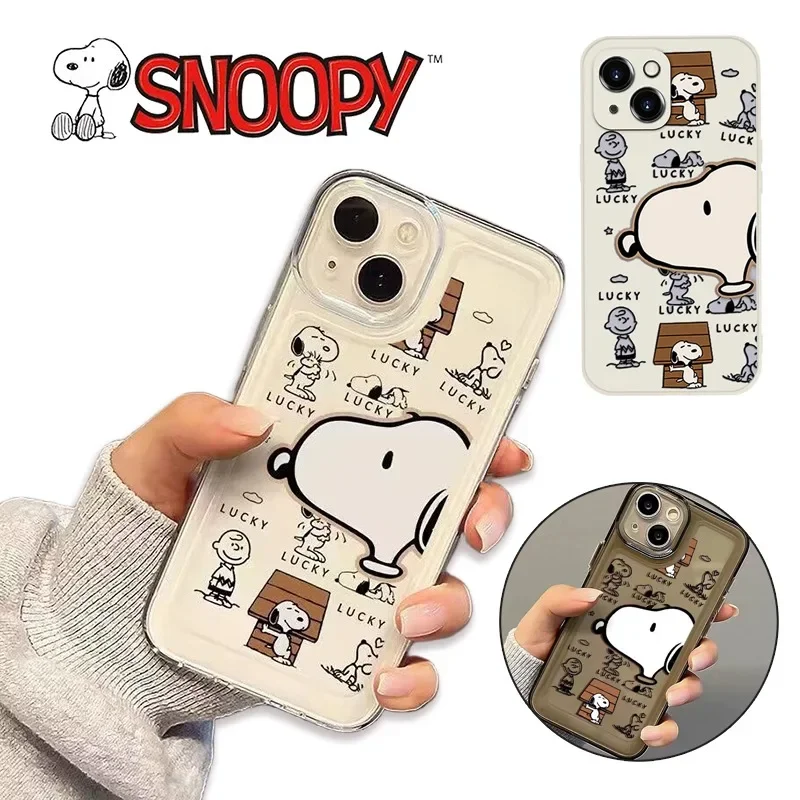 Cartoon Snoopy Retro White Phone Case Per Iphone 14 13 12 11 Pro Max X Xr Xs Max Silica Simplicity Cover Protettiva Uomo Donna