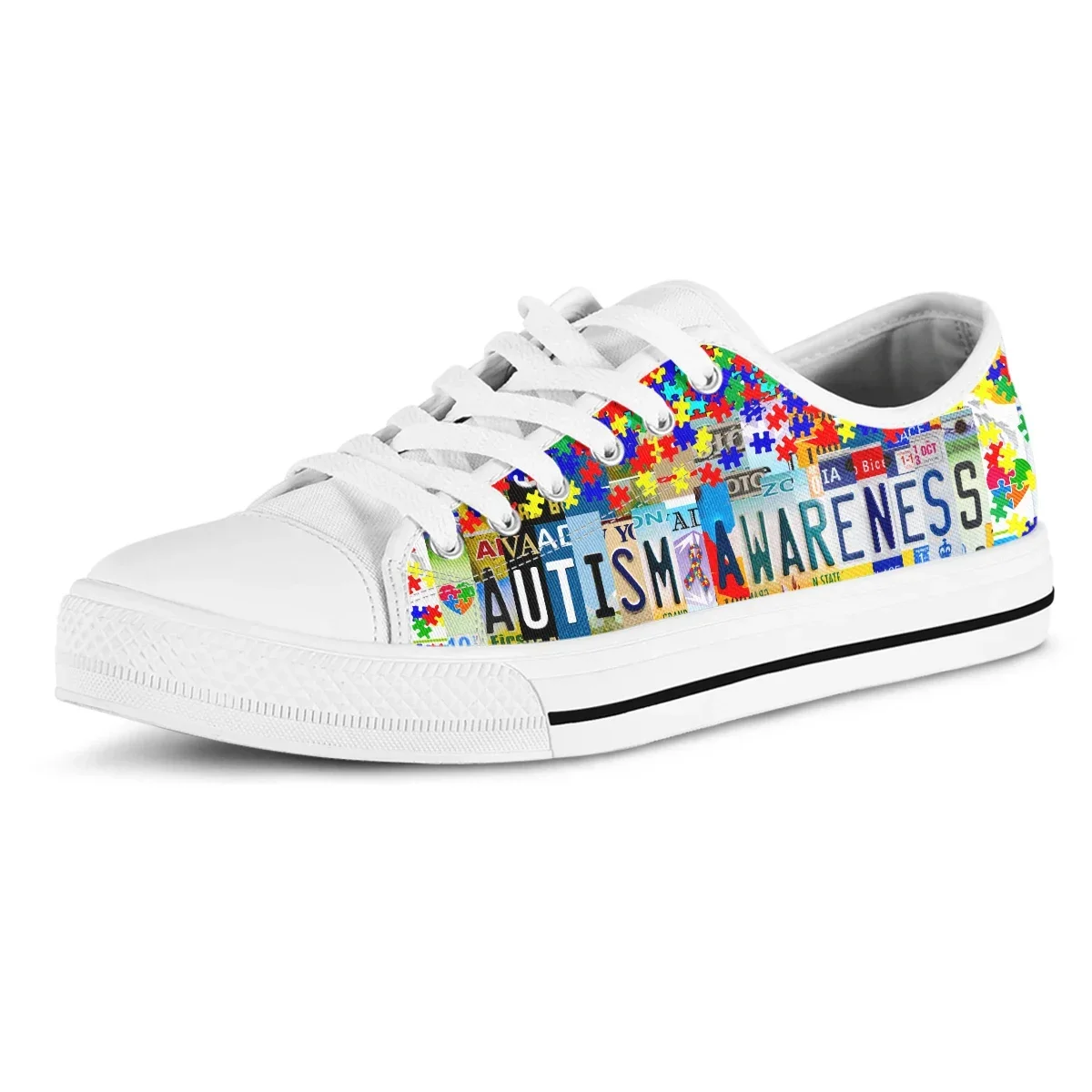 Autism Awareness Women Canvas Shoes Colorful Casual Canvas Shoes Women Fashion Student Sneakers Non-slip Comfortable Shoes