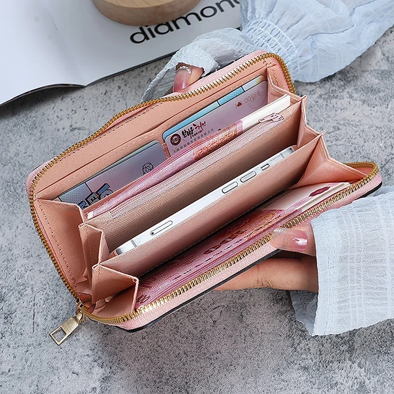 Fashion Ladies Holding Long Wallets for Women Handbag Multi-function Card Mobile Phone Bag for Women Change Lady Purse