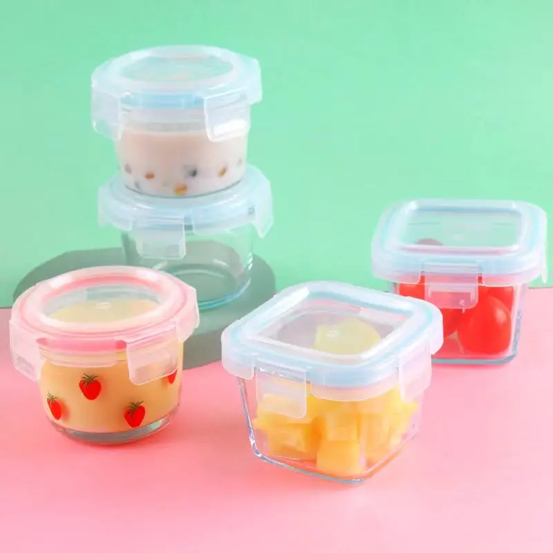 Cute and Practical Mini Sealed Box Sweet Girl Heart Glass Fruit Snack Box  Small Capacity Cover Preservation Box