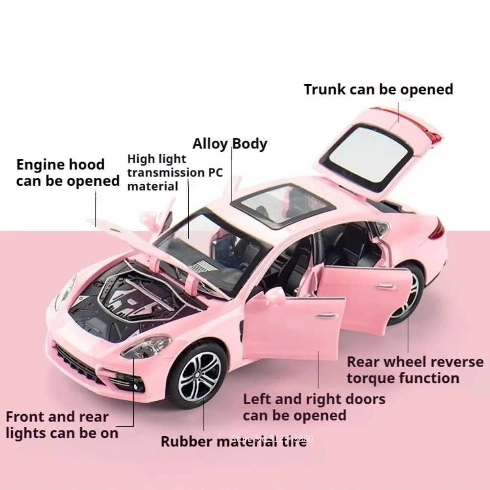 1:32 스케일 마칸 파나메라 자동차 모형 장난감, 도어 개폐 가능, 후진 모션, 사운드 및 라이트, 합금 다이캐스트 자동차, 애호가를 위한 선물