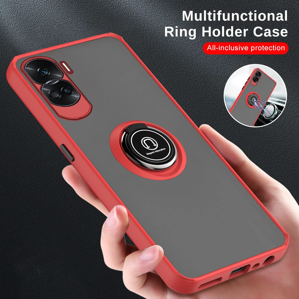 Per Honor 90 Lite Case Car Magnetic Ring Stand Holder Matte Bumper Honor90 Light Honar 90 Lite 5G Cover Camera Antiurto Funda