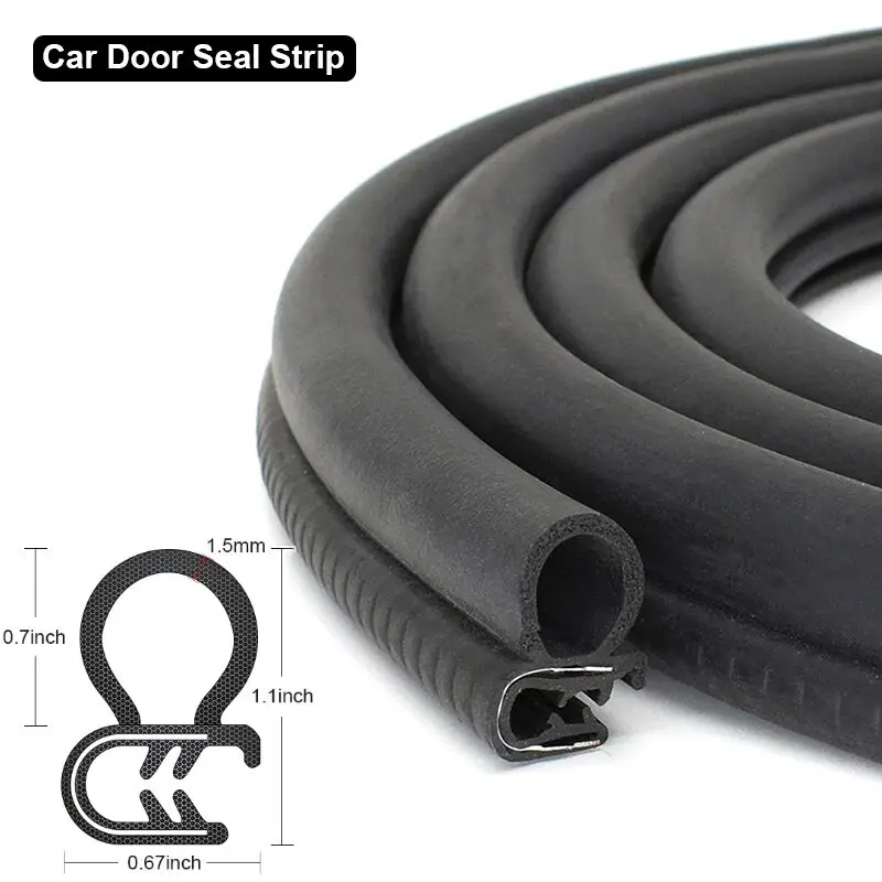 

3m Car Door EPDM Rubber Seal Strip Universal Soundproof Sealing Strips with Side PVC Bulb for Car Door Boat Home Sealants