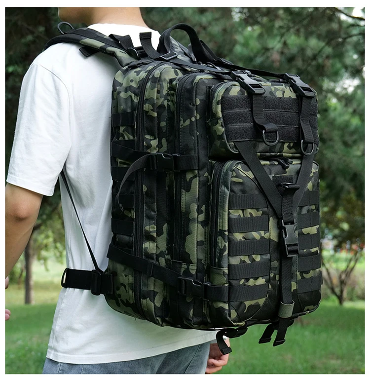 40L Outdoor-Taktischer Rucksack, Bergsteigertasche mit großem Fassungsvermögen, multifunktionaler, wasserdichter Studenten-Schulrucksack aus Camouflage-Nylon, Reise-Computerrucksack – Detail 19