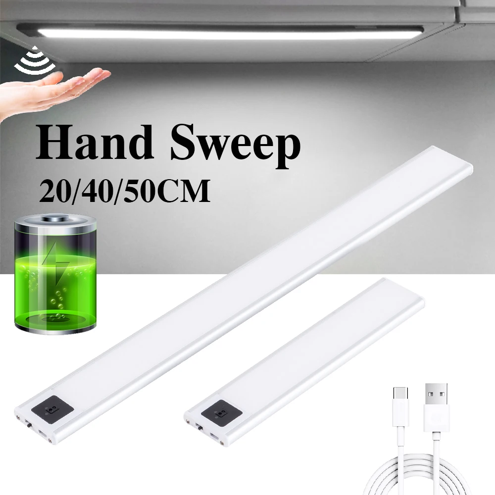 Zoyaloo LED USB  Hand Sweep Sensor Ultra Thin 20/40/50cm Rechargeable Closet Wardrobe Lamp Under Cabinet Aluminum Night Light