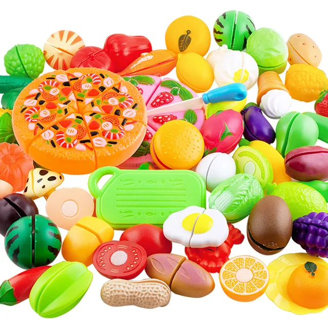 Pretend Play Set Plastic Food Toy Children Play House Toy Cut Fruit Vegetables Kitchen Baby Classic Kids Toys Educational Toys 3