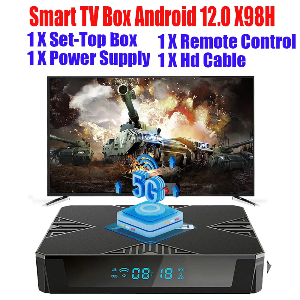Smart TV Box 2.4G&5G Dual WiFi BT5.0 Video Set Top TV Box Allwinner H618 Quad Core Android 12 Media Player Set Top 4G 32G