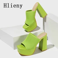 Hlieny Roma Style Knitted Platform Slippers Chunky High Heels Women Peep Toe Fashion Pumps Ladies Shoes Sandals Size 35-42 - Image 3