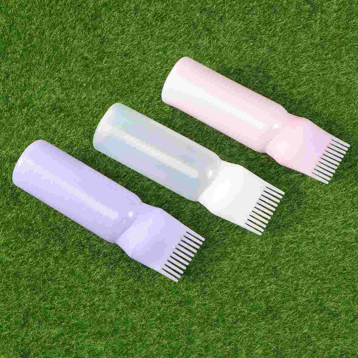 3 Pcs Purple Hair Shampooing Tool Coloring Bottle Applicator with Comb Shampoo Style Tools