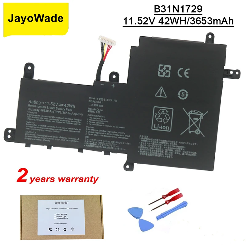 

JayoWade New B31N1729 Laptop Battery For ASUS VivoBook S15 S530 S530F S530FA S530FN S530UA S530UF S530UN X530FN X530FN-1A 42Wh