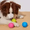Squeaky Rubber Dog Toy Ball Cartoon Paw Print Design Small Breeds Durable Chew Dental Health Pet Plaything Interactive Dog Toys 2