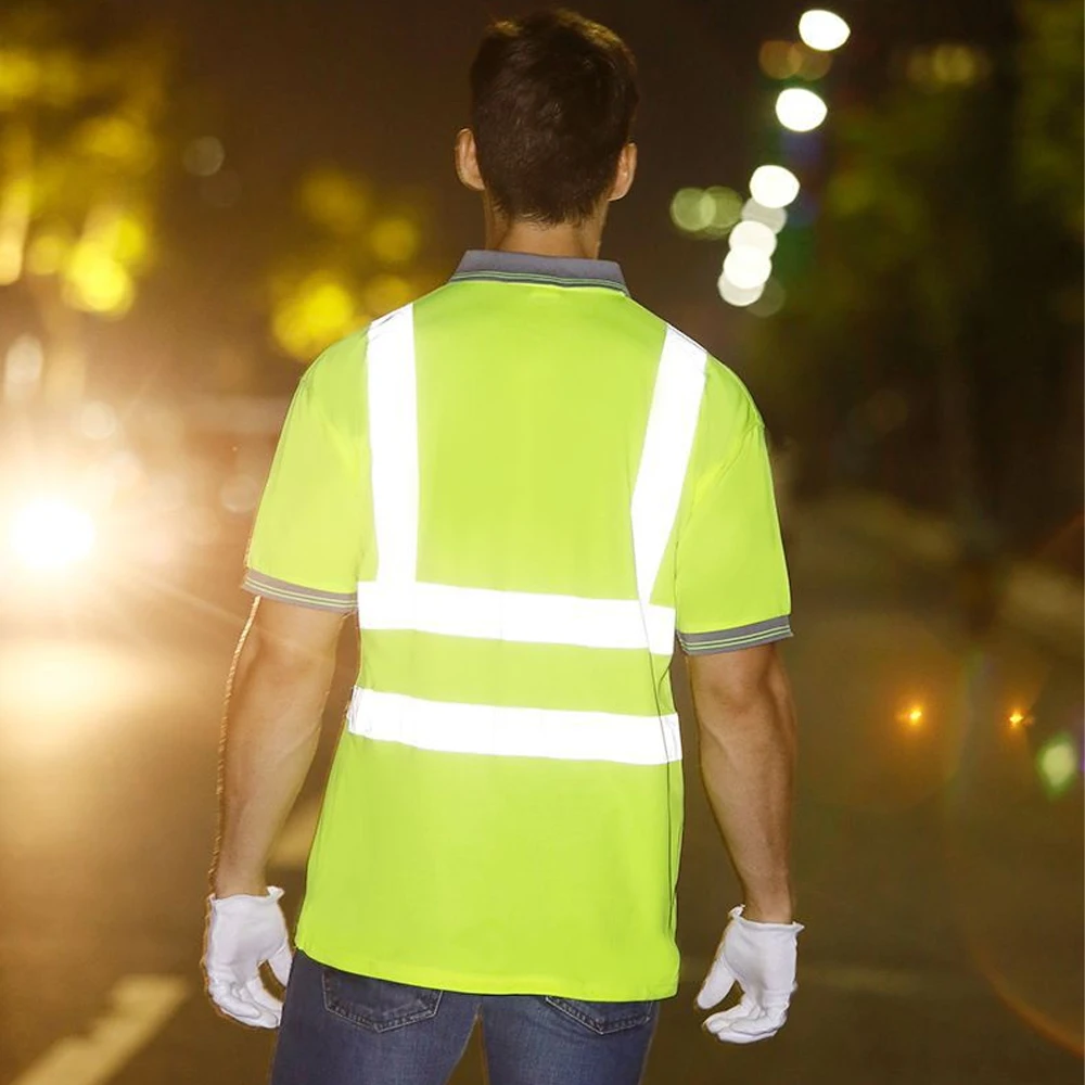 Safety Shirt Man Work High Visibility Safety Luminous Vest Security Clothing Breathable Quick Dry Hi Vis T Shirt Workwear