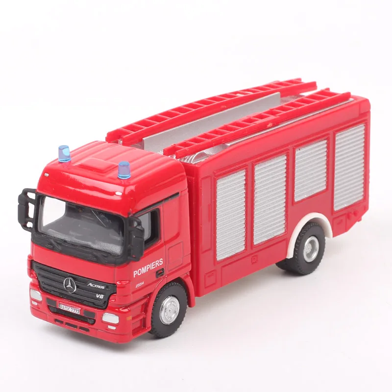 No Box 1/76 Scale Small Actros 2554 France Fire Truck Engine Model Diecasts & Toy Vehicles Car Toy Replicas Children's Gift Red