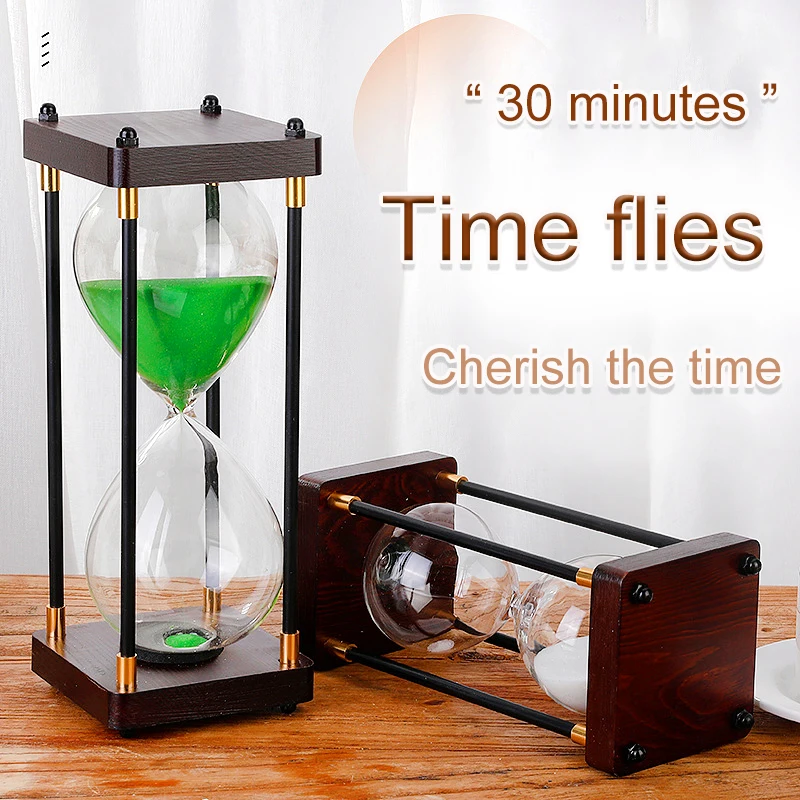 30 Mins Vintage Hourglasses Creative Study Wooden Four-pillar 30 Minutes Colorful Sand Hourglass Timer Gift Desktop Ornaments