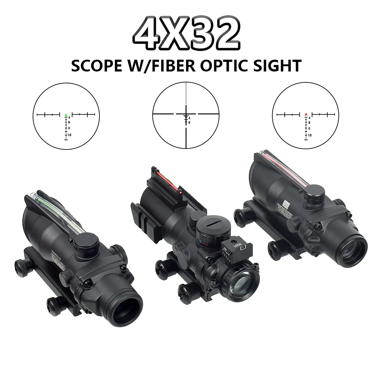 

Trijicon ACOG 4X32 1x32 Red Laser Scope Sight Green Real Fiber Optics Illuminated Glass Etched Reticle Tactical Rifle Optical