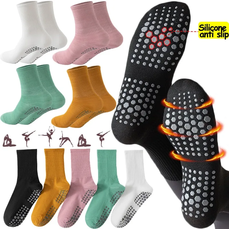 

Yoga Cotton Stockings Middle Tube Exercise Soles Silicone Non Slip Socks Women's Solid Color Minimalist Japanese Harajuku Sox
