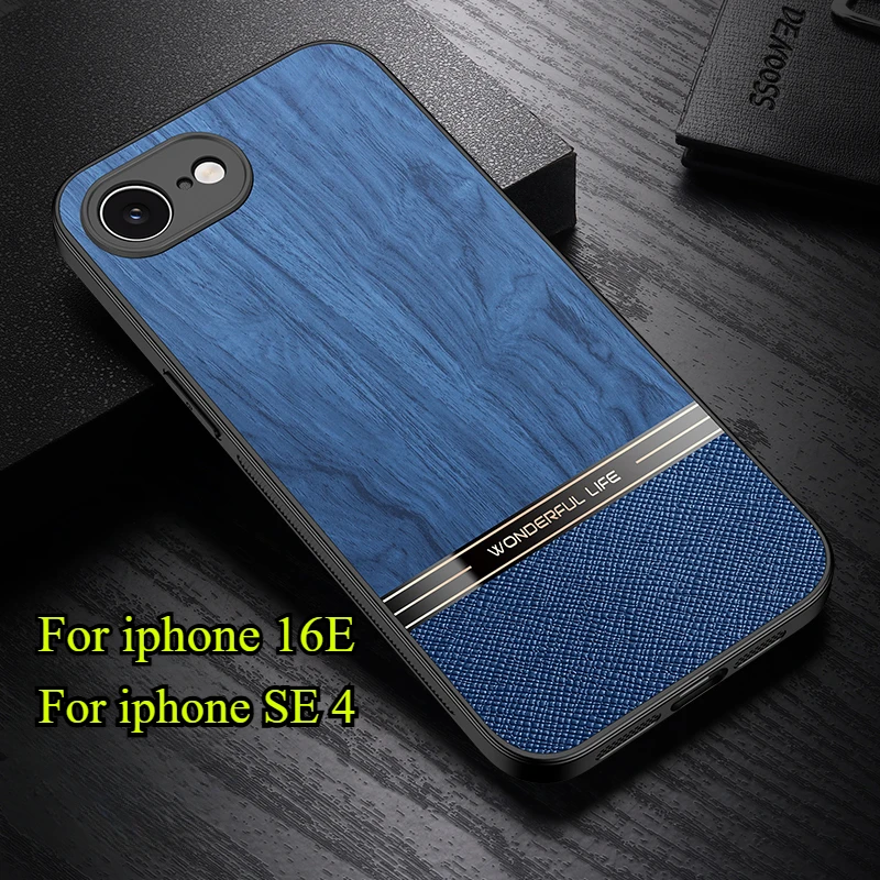 Matte Wooden Shockproof Phone Case with Lens Camera Protection