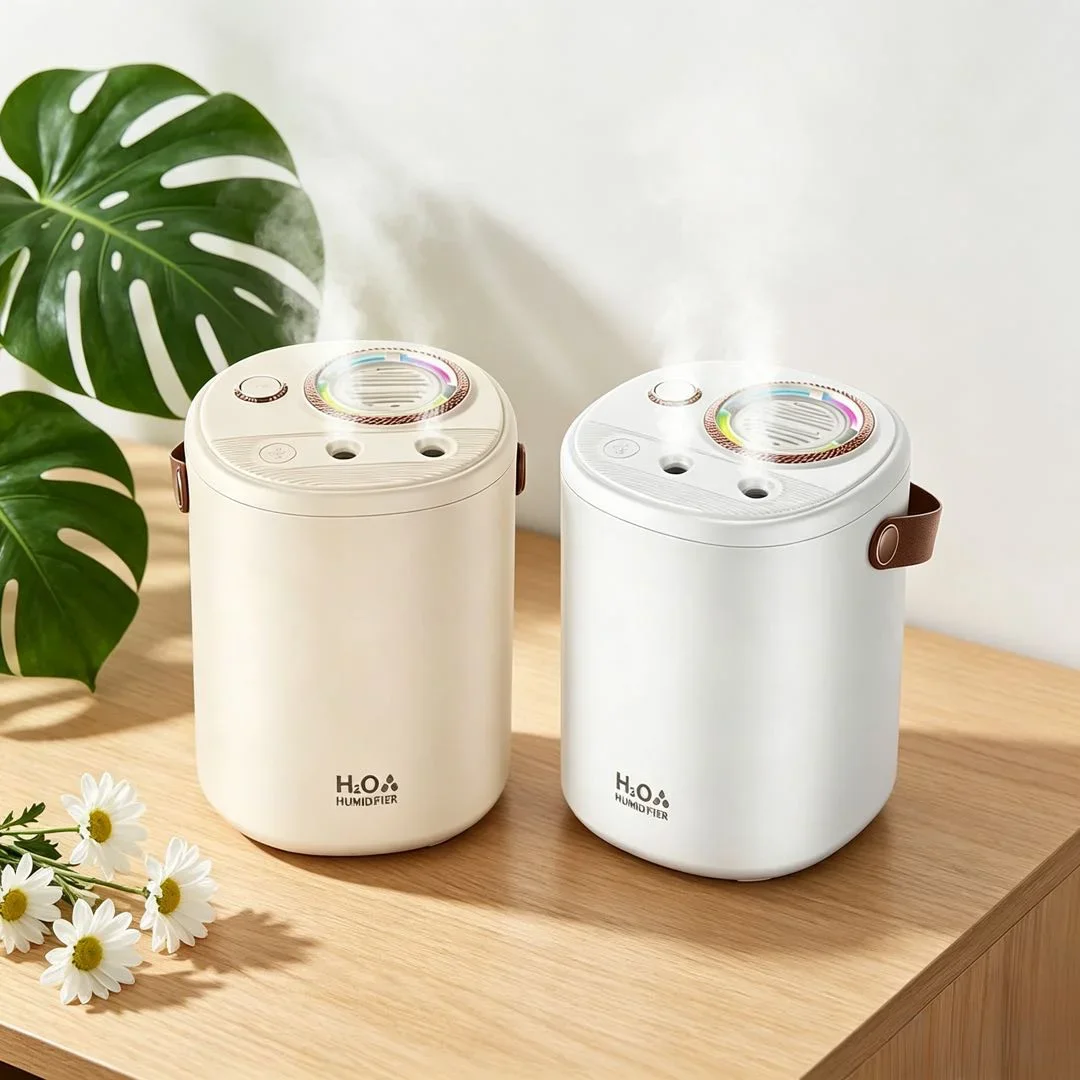 Portable Wireless Humidifier Dual Spray Mist Humidifier with Colorful Light Rechargeable/Plug-in for Home Office Baby Room 3