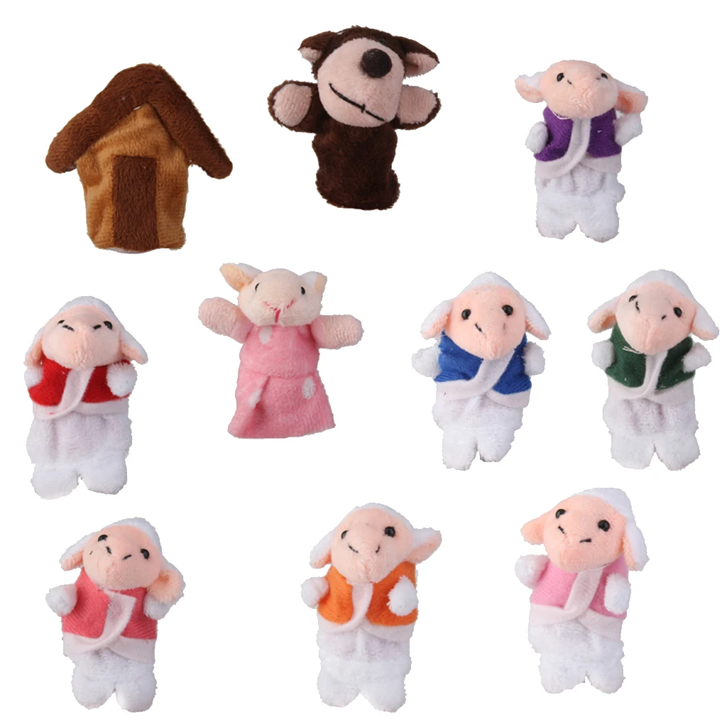 5/8/10Pcs Cartoon Animal Family Finger Puppet Role Play Tell Story Cloth Doll Educational Toys For Children Kids Gifts