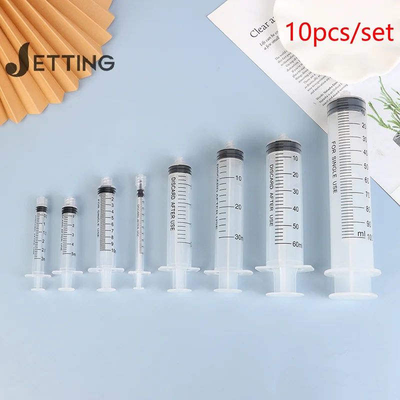 10pcs Luer Lock Syringes 1/2/3/5/10/20/30/5/100ml Plastic Syringe Nutrient Syringe Tools Sampler Measure Tool Parts 2