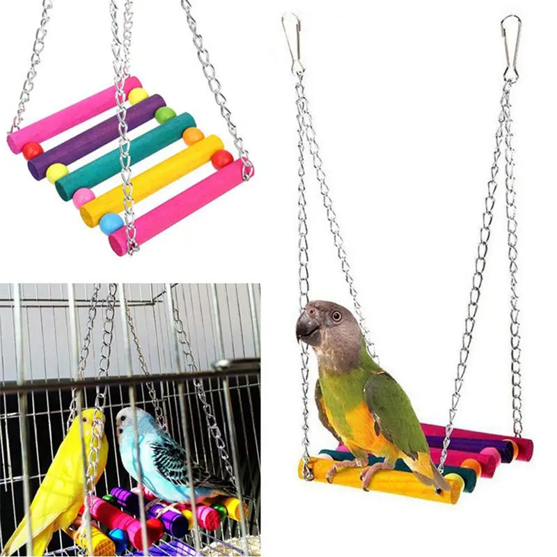 13Pcs Bird Cage Toys for Parrots Wood Birds Swing Reliable Chewable Bite Bridge Wooden Beads Shape Parrot Toy Bird Toys 5