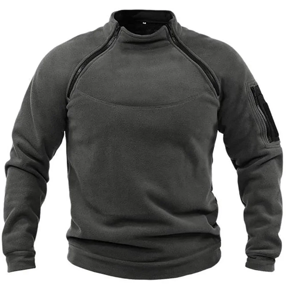 Outdoor Men's TacticalFleece Jacket Clothes Warm Zippers Pullover Men Windproof Coat Thermal Hiking Sweatshirt