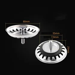 Stainless Steel Kitchen Sink Drain Stopper and Strainer Filter (Silver)